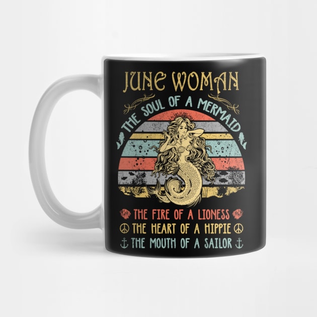 June Woman The Soul Of A Mermaid Vintage Birthday Gift by Presnall